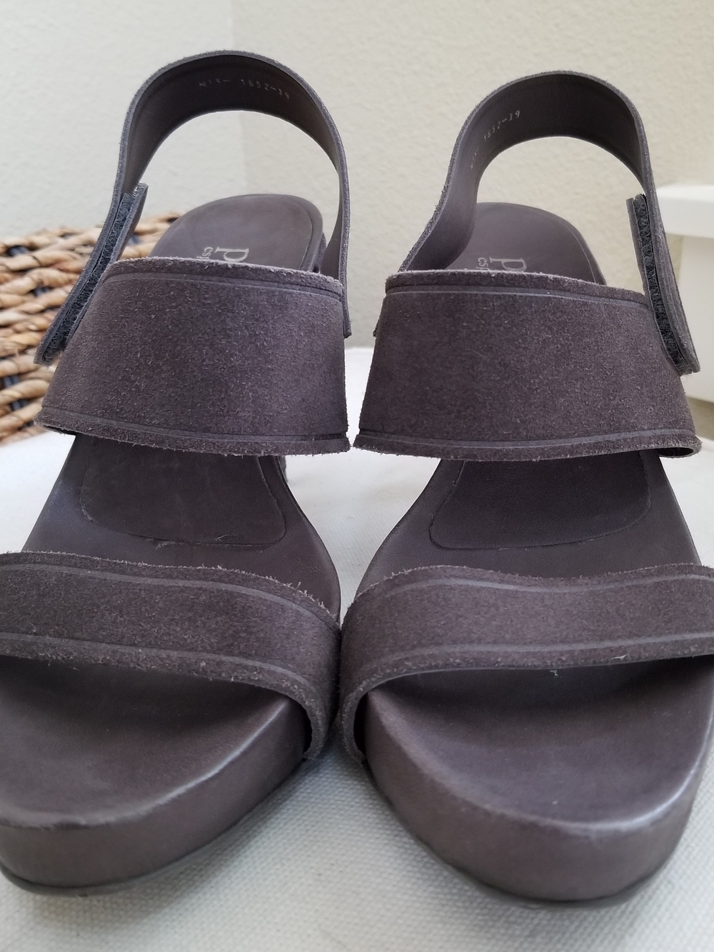 Women's Suede Two-Strap Slingback Sandals - Dark Brown